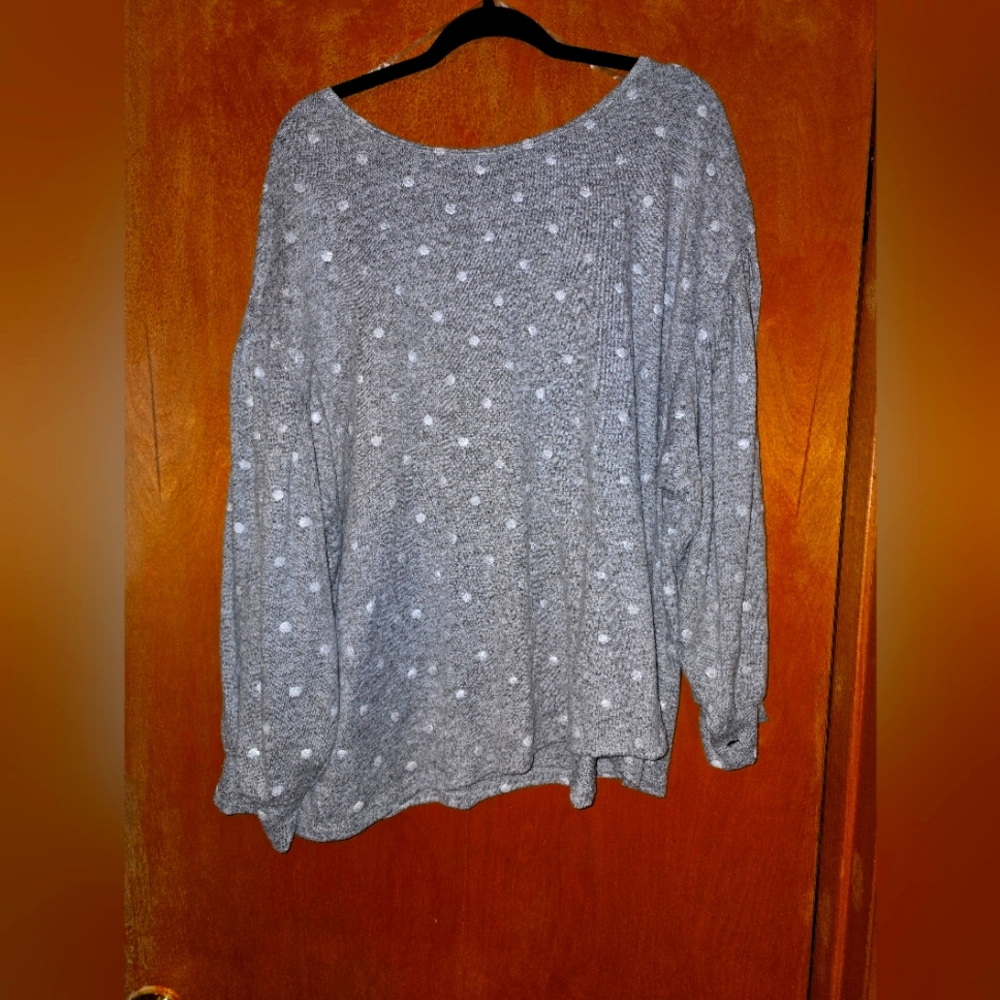Gray Polka Dot Women's Top